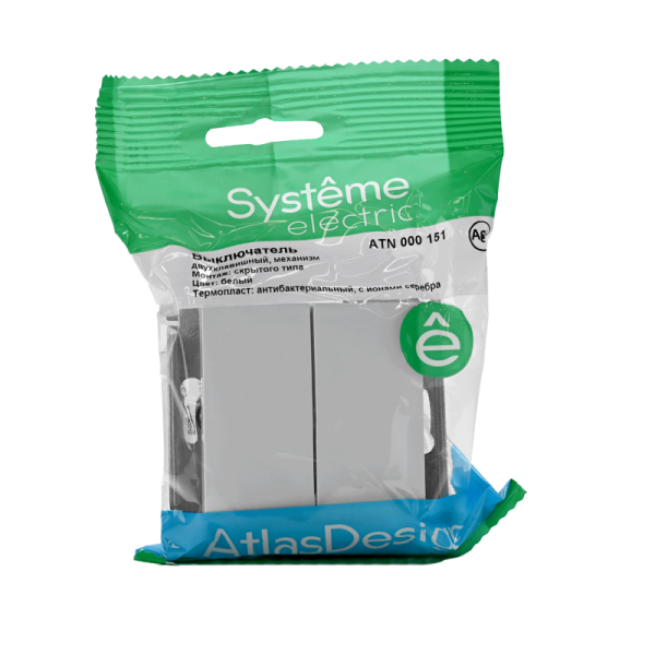 Выключатель 2-кл. СП AtlasDesign 10А IP20 (сх. 5) 10AX механизм бел. SE ATN000151