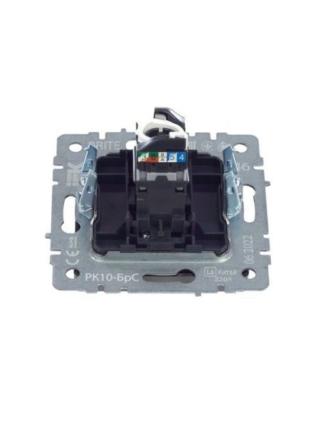 Розетка компьютерная СП RJ45 кат.5E BRITE РК10-БрС механизм сталь IEK BR-K10-1-K46