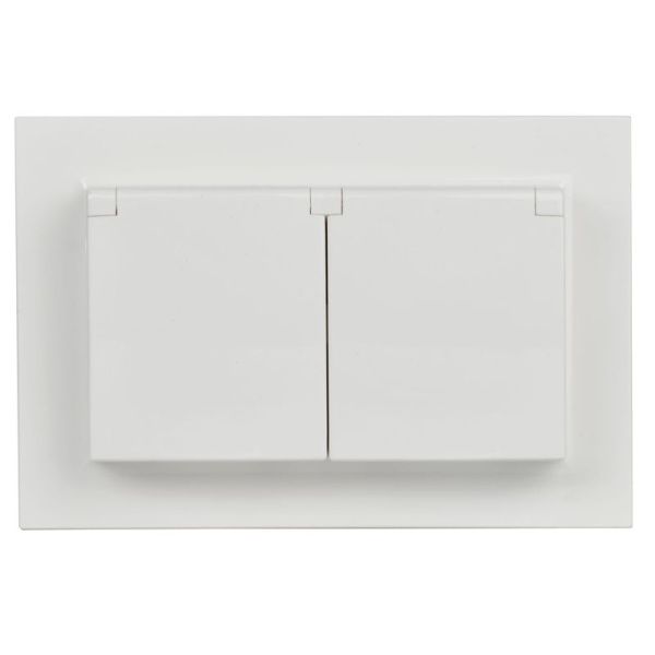 Розетка 2-м СП BRITE РСбш12-3-44-БрБ 16А в сборе IP44 с крышкой бел. IEK BR-R26-16-44-K01-F