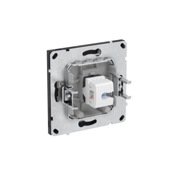 Розетка компьютерная 1-м KANT RJ45 кат.5E без шторки черн. уголь DKC 7012663