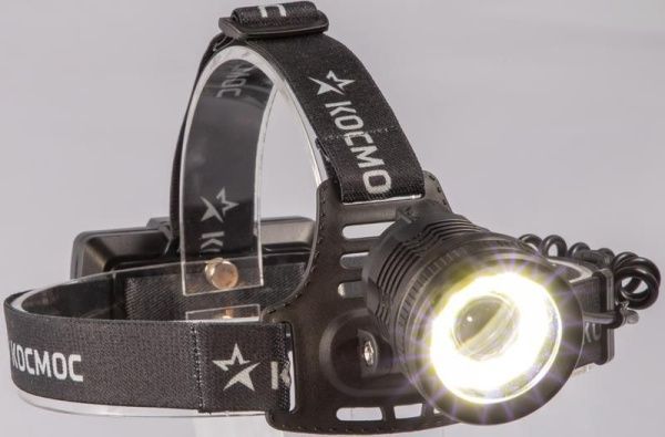 Фонарь налобный аккум. 10Вт P50 LED/Li-ion18650 2х1000мА.ч алюм. КОСМОС (KOC855Lit)