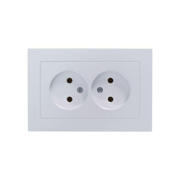 Розетка 2-м СП AtlasDesign 16А IP20 без заземл. в сборе жемчуж. SE ATN000420
