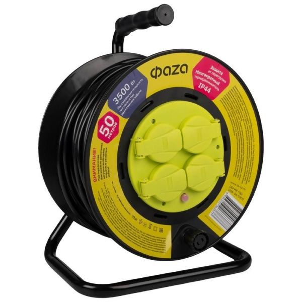Удлинитель на катушке 4х50м с заземл. IP44 CRW-04-5000 ФАZА 5063877