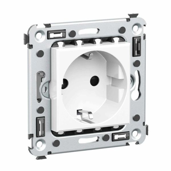 Розетка 1-м СП 2мод. Avanti "Белое облако" 16А IP20 2P+E защ. шторки бел. DKC 4400003