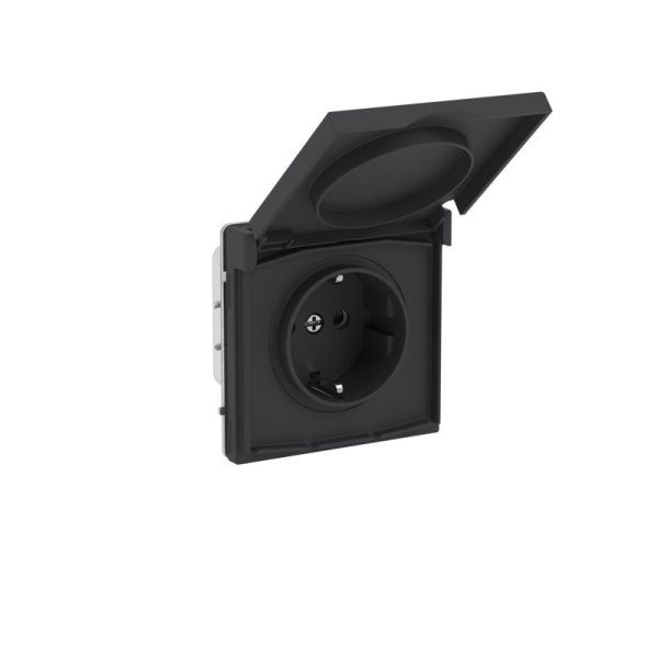 Розетка силовая KANT IP44 2P+E защ. шторки с крышкой черн. уголь DKC 7012013
