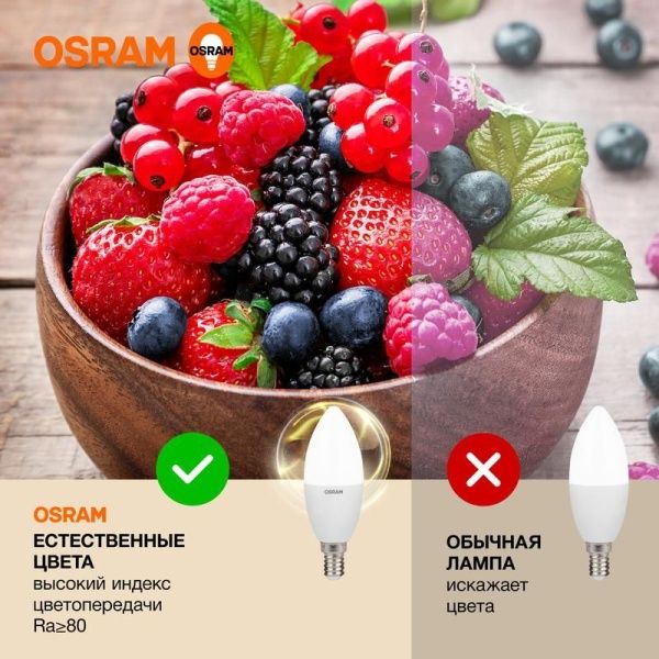 Лампа светодиодная LED Value B 12Вт 3000К тепл. бел. E14 960лм B матов. пластик 220-240В (замена 100Вт) OSRAM 4099854308659