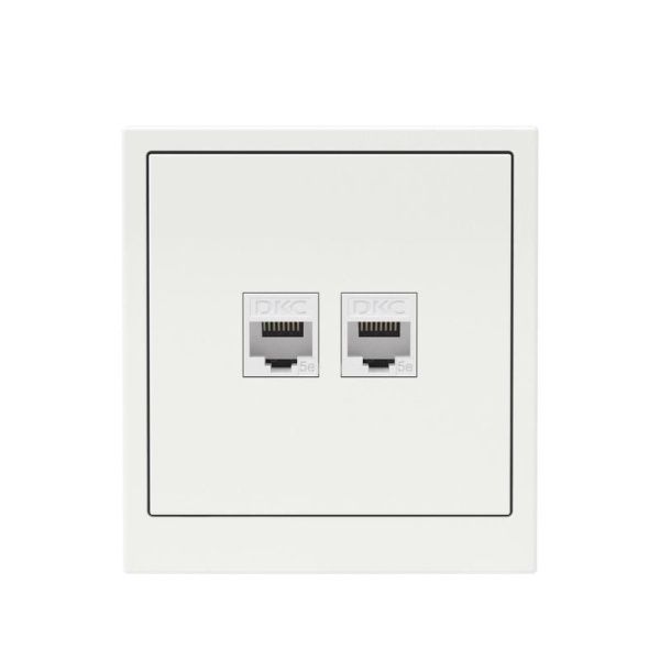 Розетка компьютерная 2-м KANT RJ45 кат.5E без шторки бел. магнолия DKC 7000664