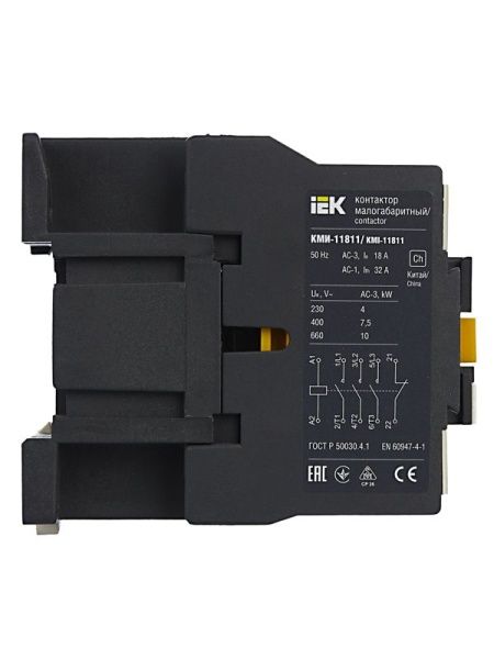 Контактор КМИ-11811 18А 230В/АС3 1НЗ KARAT IEK KKM11-018-230-01