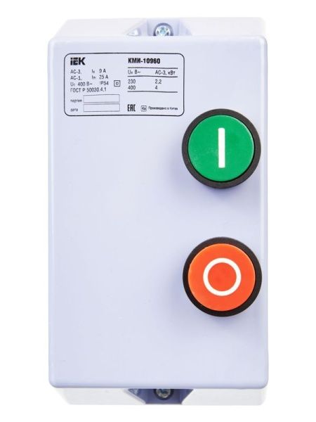 Контактор КМИ-10960 9А 380В/АС3 IP54 KARAT IEK KKM16-009-380-00
