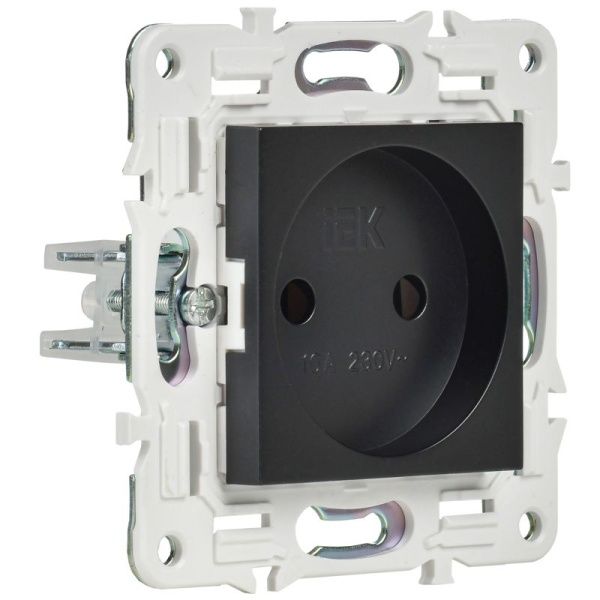 Розетка SKANDY 10А без заземл. без защ. шторок SK-R02Bl черн. IEK SK-R10-10-K02