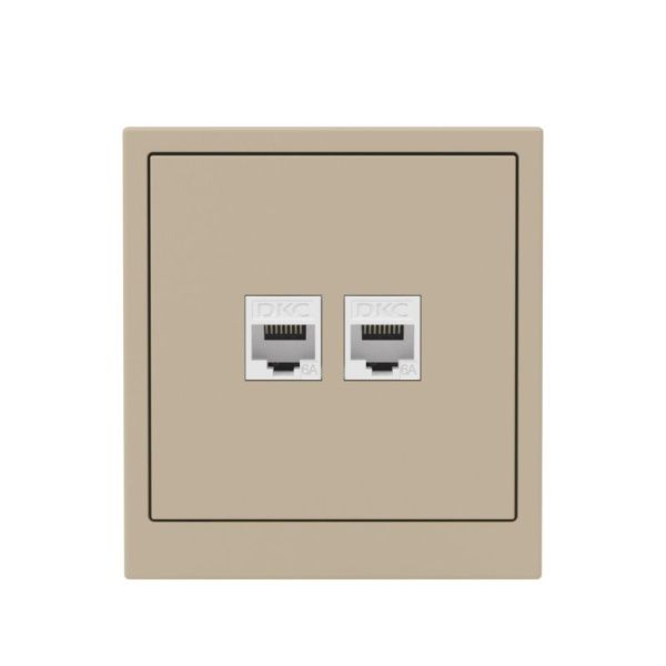 Розетка компьютерная 2-м KANT RJ45 кат.6A без шторки ванильн. марципан DKC 7015674