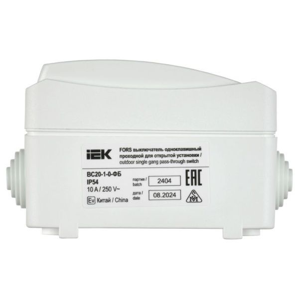 Выключатель проходной 1-кл. ОП Форс IP54 ВС20-1-0-ФБ бел. IEK EVS10-K01-10-54-DC