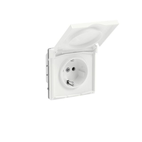 Розетка силовая KANT IP44 2P+E защ. шторки с крышкой бел. магнолия DKC 7000013