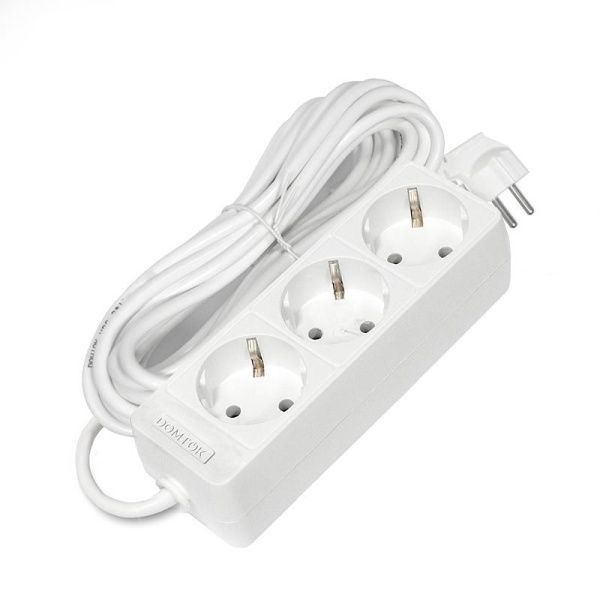 Удлинитель 3х7м с заземл. 16А IP20 3.5кВт ПВС 3х1 бел. DOMTOK 2393