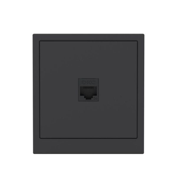 Розетка компьютерная 1-м KANT RJ45 кат.5E без шторки черн. уголь DKC 7012663