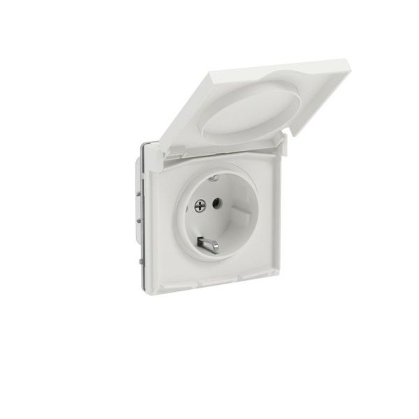 Розетка силовая KANT IP44 2P+E защ. шторки с крышкой бел. песок DKC 7010013