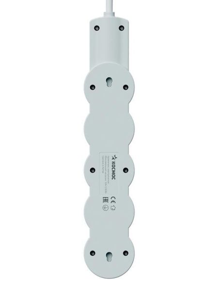 Удлинитель 4х3м с заземл. 10А IP20 USB type-Aх2 + type-C 2500Вт 220В ПВС 3х1 с выкл. бел. КОСМОС YKsm3m4g-Z-VU10А-W