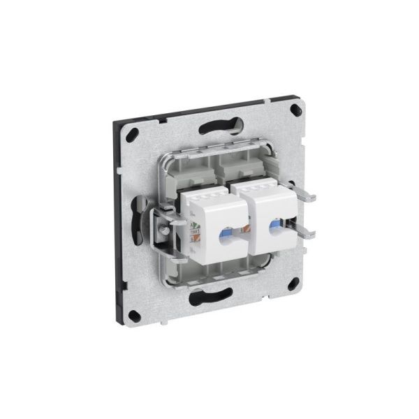 Розетка компьютерная 2-м KANT RJ45 кат.5E без шторки черн. уголь DKC 7012664