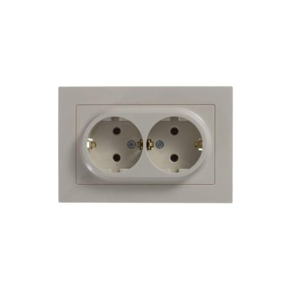 Розетка 2-м СП AtlasDesign 16А IP20 с заземл. в сборе беж. SE ATN000224