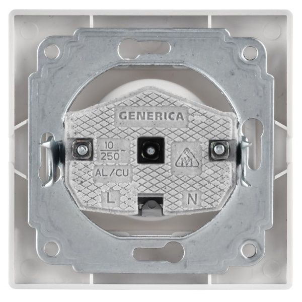 Розетка 1-м СП Кварта 10А IP20 без заземл. без защ. шторок бел. GENERICA ERK13-K01-10-DM