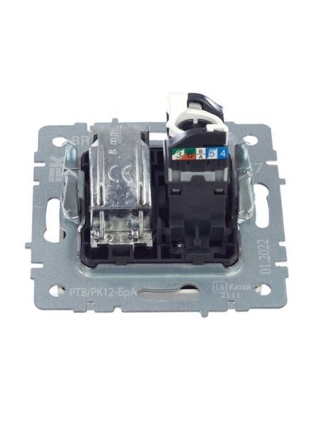 Розетка компьютерная + телевизионная 2-м Brite РТВ/РК12-БрА RJ45 кат.5E + TV механизм алюм. IEK BR-AK20-1-K47