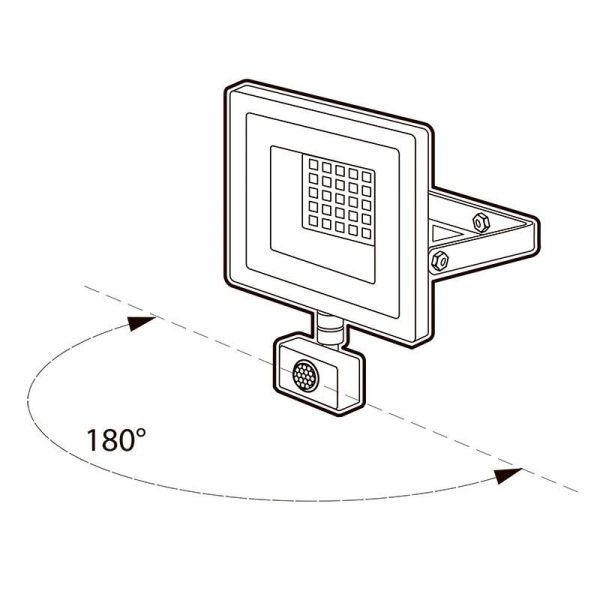 Прожектор светодиодный PFL-SC SENSOR 30Вт 6500К IP54 190-260В ДО закален. матов. стекло датчик движения инфракрасный JazzWay 5001411