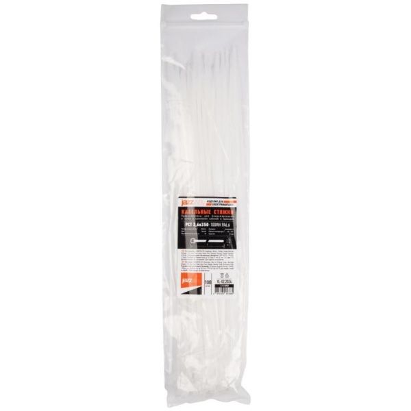 Хомут кабельный PCT 3.6х350-100WH 3.6х350 PA6.6 бел.(уп.100шт) JazzWay 5053885