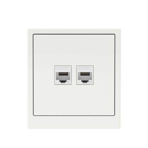 Розетка компьютерная 2-м KANT RJ45 кат.6A без шторки бел. магнолия DKC 7000674